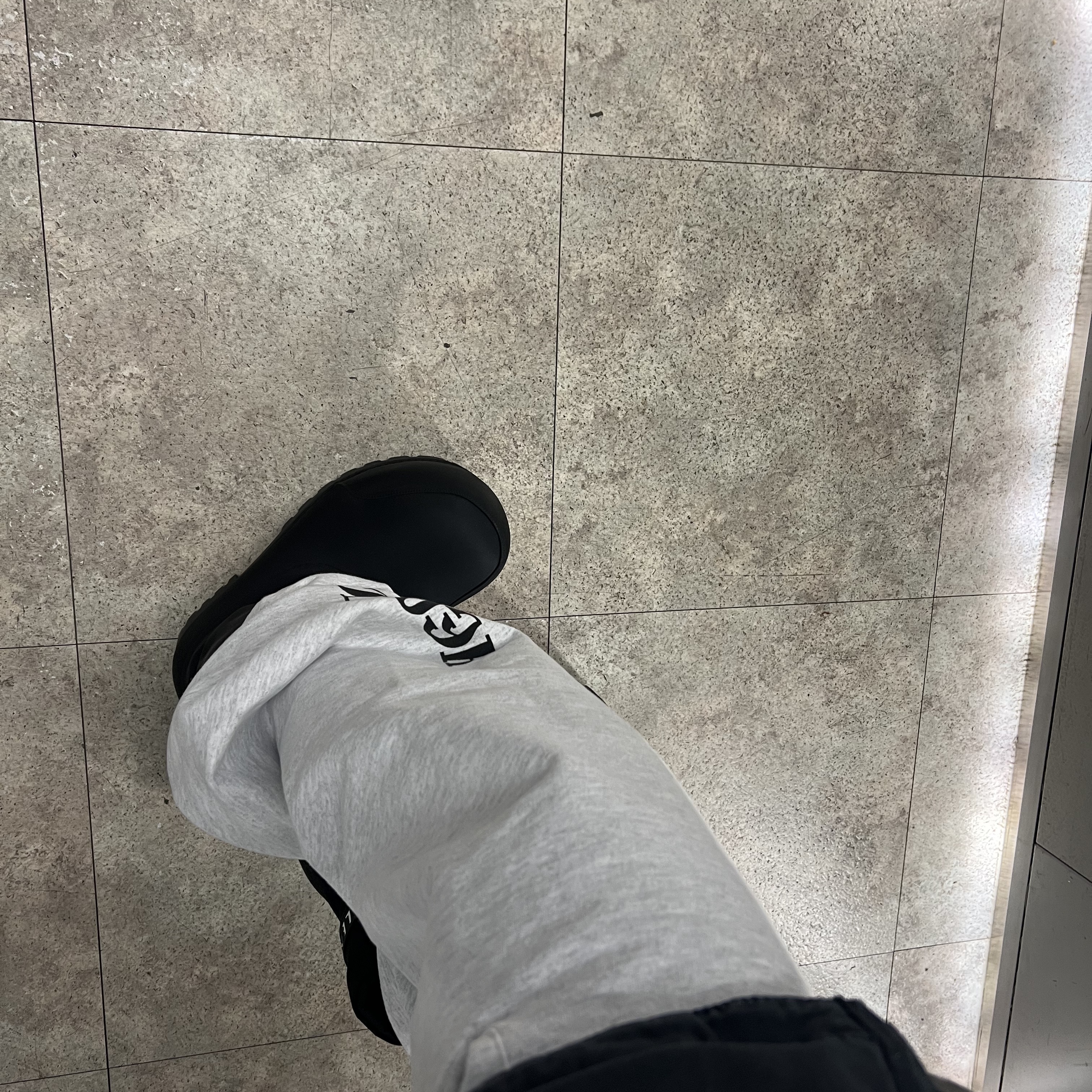Balenciaga Skiwear Alaska Nylon Low Boot Black, Yeezy x Gosha Rubchinskiy YZY Black Dogs Jogger Heather Grey 착용 스타일 - 2