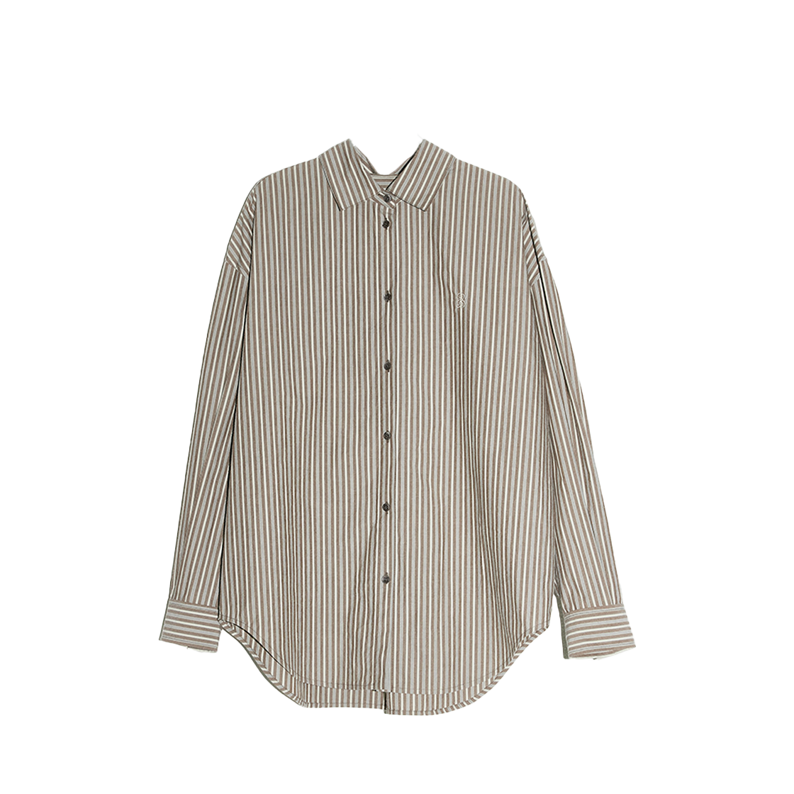 엔오르 우먼 클래식 스트라이프 셔츠 프롬 재팬 브라운