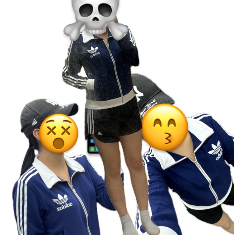 (W) Adidas Premium Originals Track Top Dark Blue Off White - KR Sizing 착용 스타일