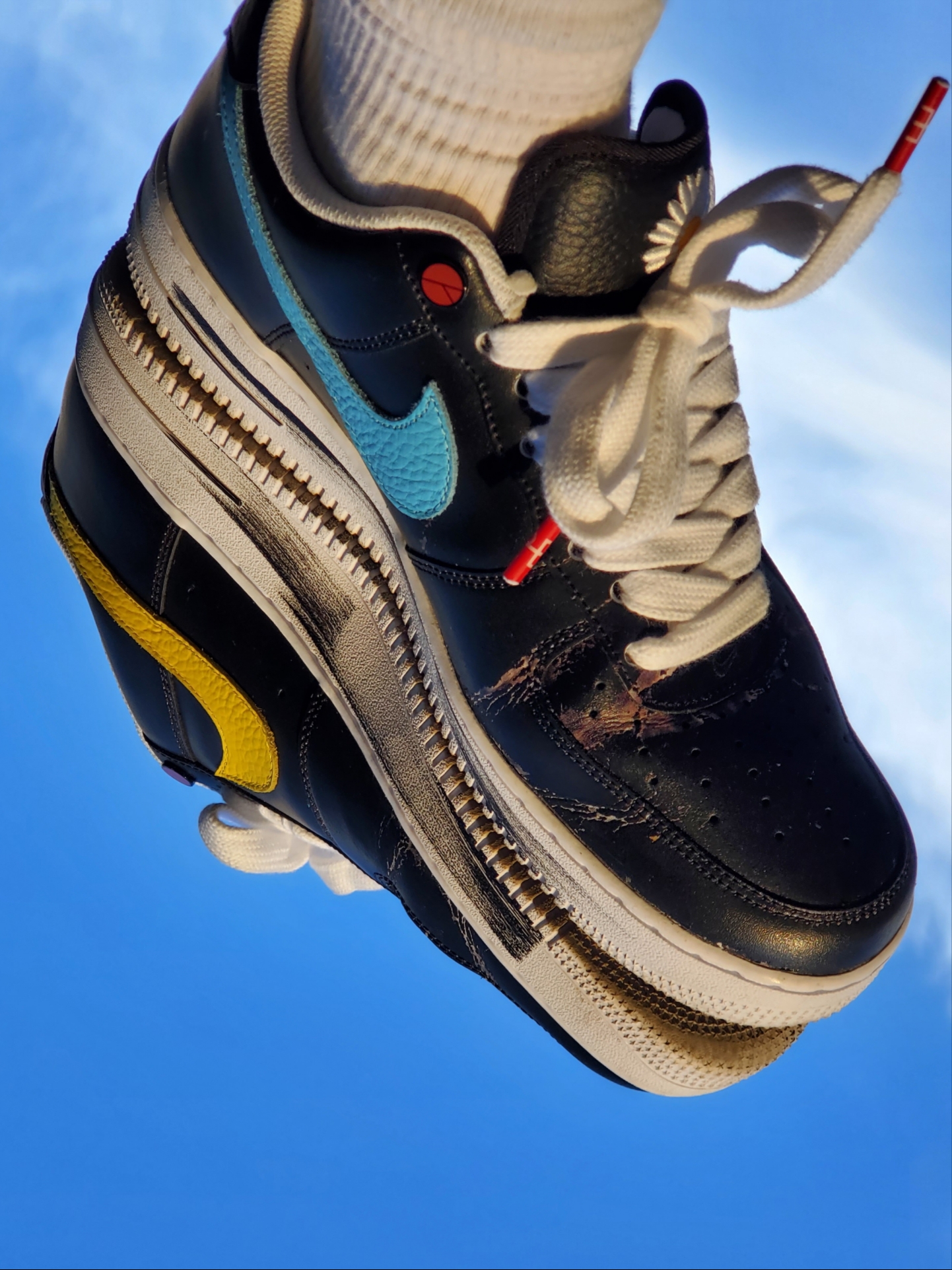 Nike x Peaceminusone Air Force 1 Low Para-Noise 3.0 Black and Multicolor 착용 스타일