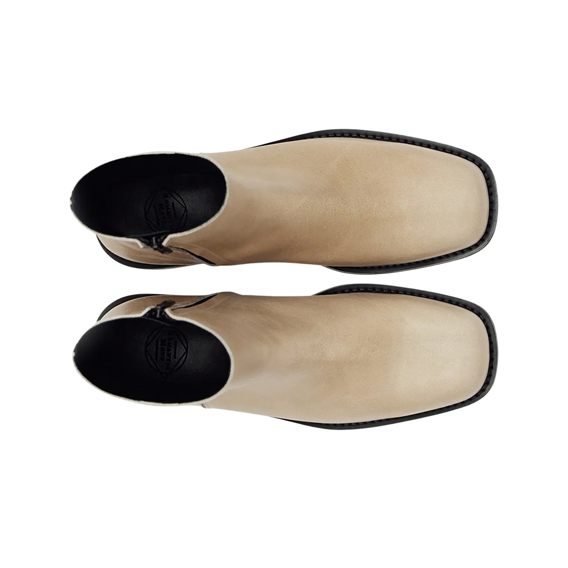 로맨틱 무브 미니멀 스퀘어 토 집업 부츠 크랙 아이보리(Romantic Move Minimal Square Toe Zip Up Boots Crack Ivory) - 2