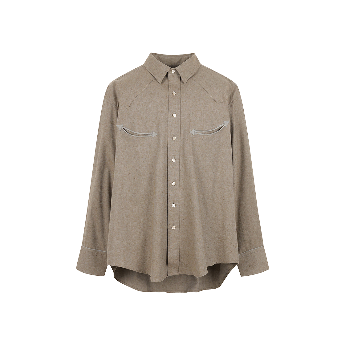 KM4DSHLSS07LE Seven By Seven Smile Pocket Western Shirts Greige - 24FW