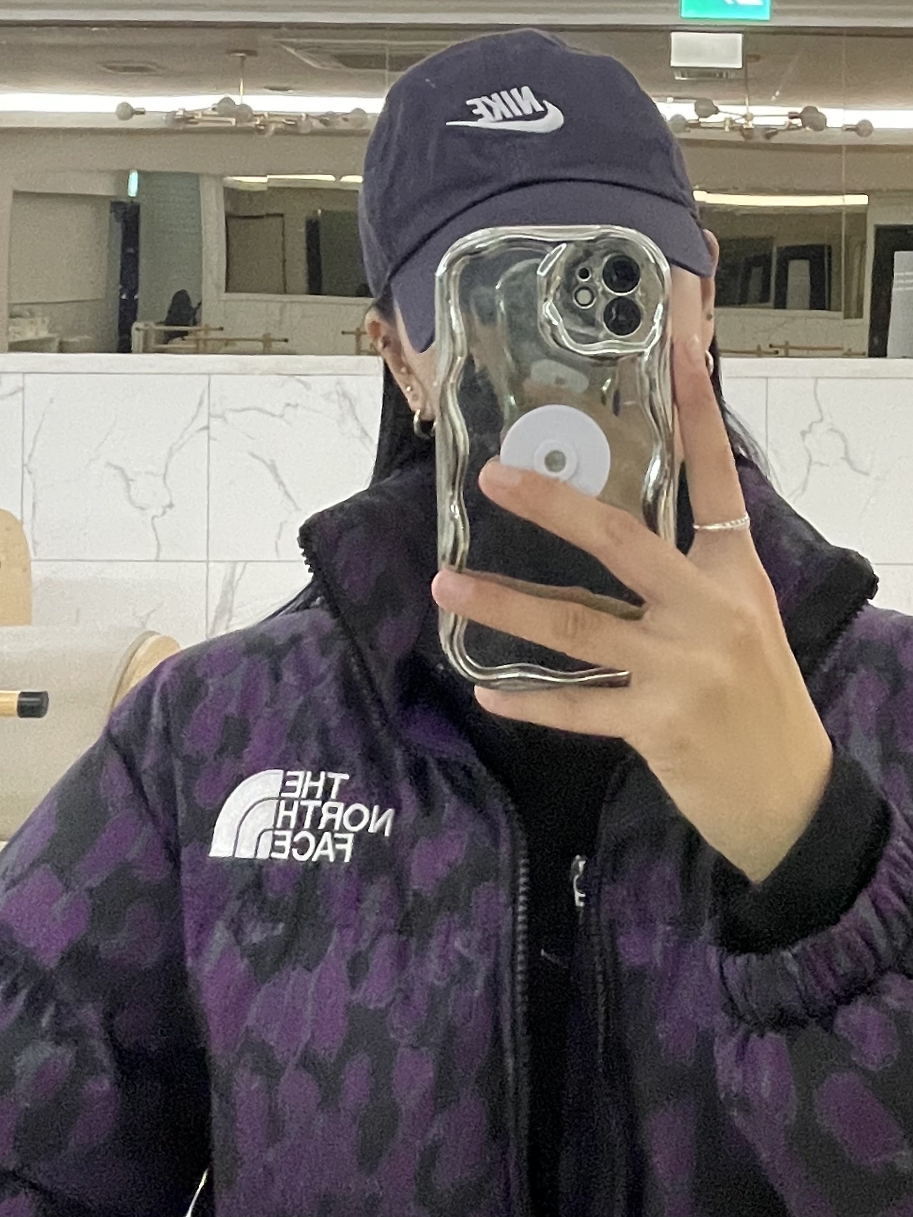 Nike Heritage 86 Futura Washed Cap Cave Purple, (W) The North Face Print Nuptse Short Jacket Gravity Purple Leopard Print 착용 스타일 - 1