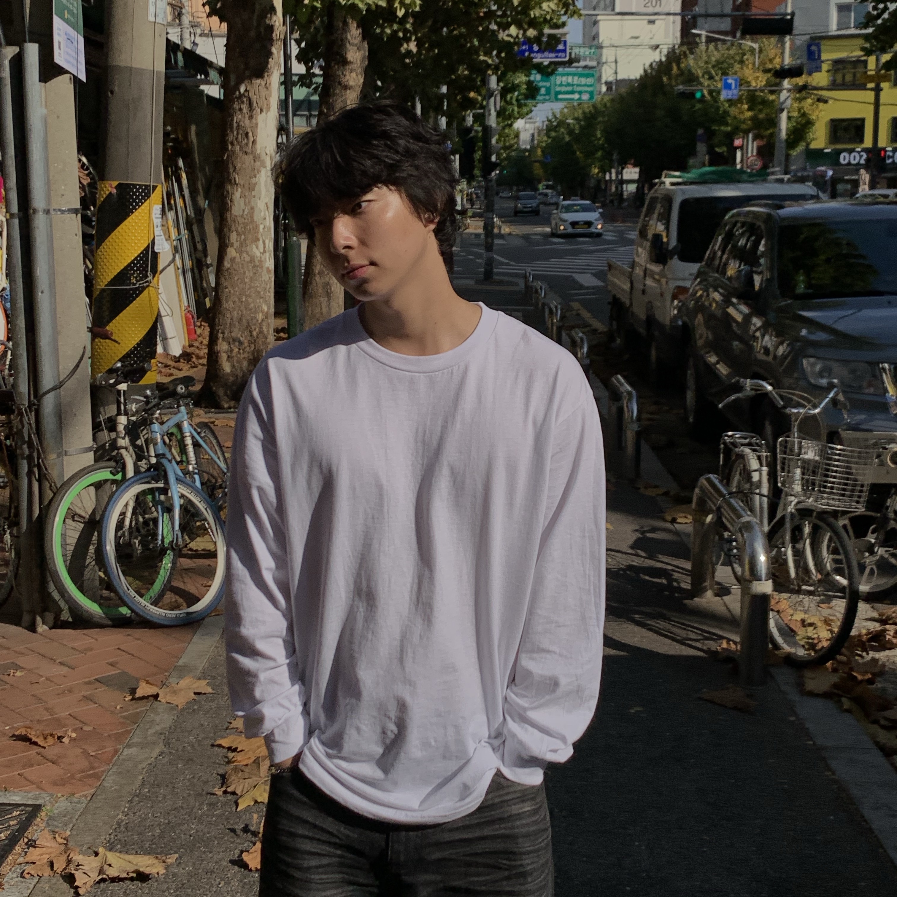 AAA Heavy Cotton 1304 Long Sleeve T-Shirt White Black (2Pack) 착용 스타일 - 4