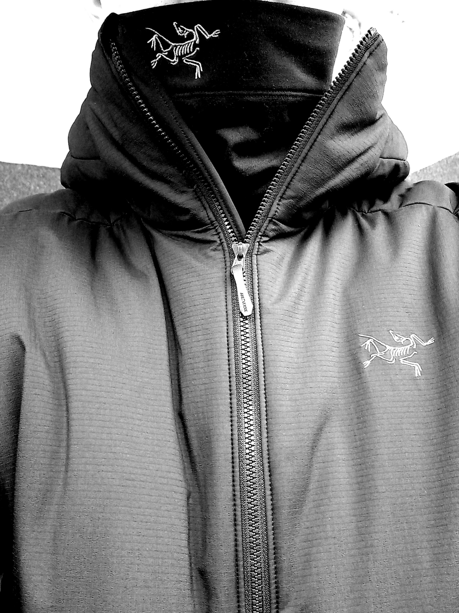 Arc'teryx Atom Heavyweight Hoody Black, Arc'teryx Rho Neck Gaiter Long Black 착용 스타일 - 3