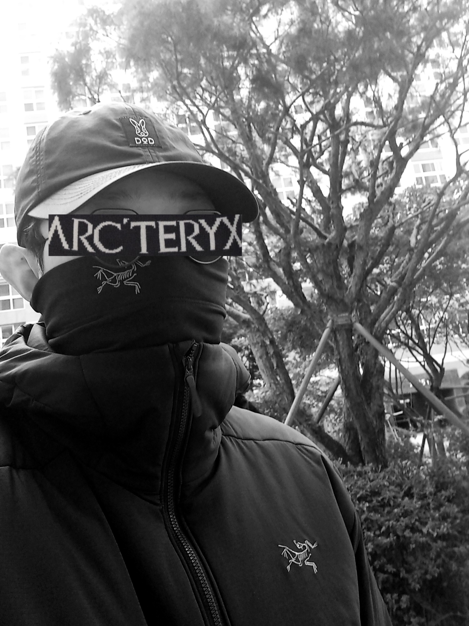 Arc'teryx Atom Heavyweight Hoody Black, Arc'teryx Rho Neck Gaiter Long Black 착용 스타일 - 2