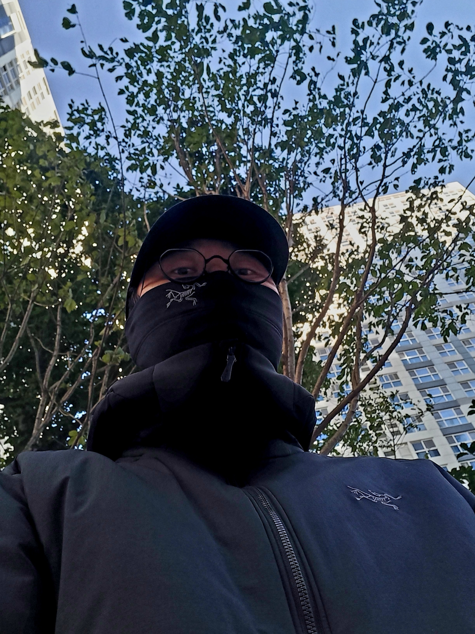 Arc'teryx Atom Heavyweight Hoody Black, Arc'teryx Rho Neck Gaiter Long Black 착용 스타일 - 6