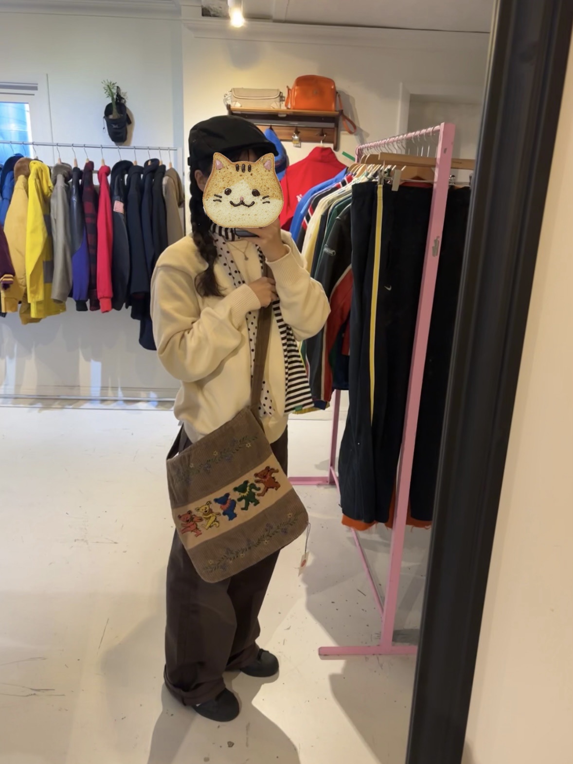 Stussy Authentic Workgear Sweater Natural, Adidas Superstar Core Black White 착용 스타일