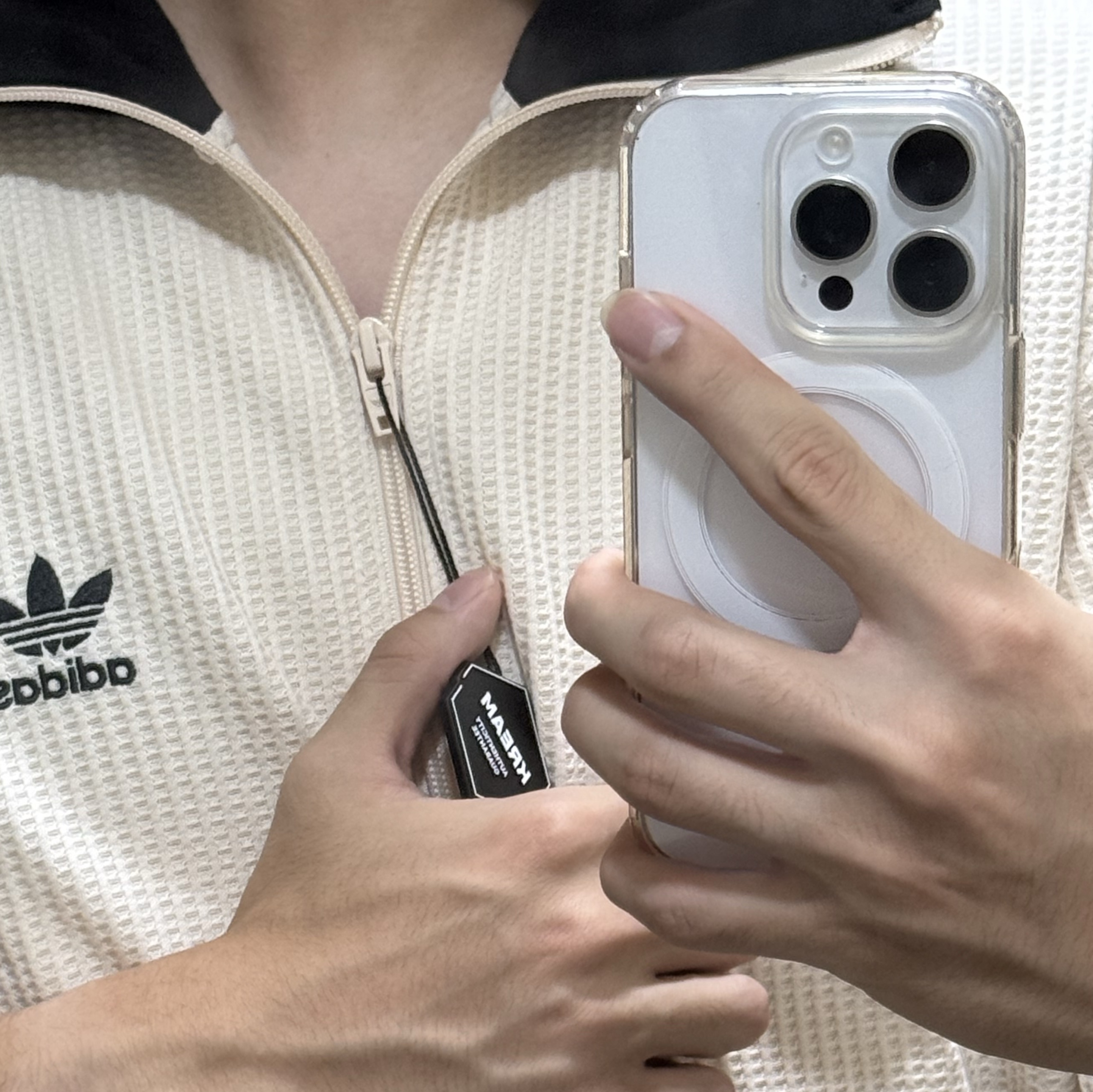 Adidas Waffle Beckenbauer Track Top Wonder White - KR Sizing 착용 스타일