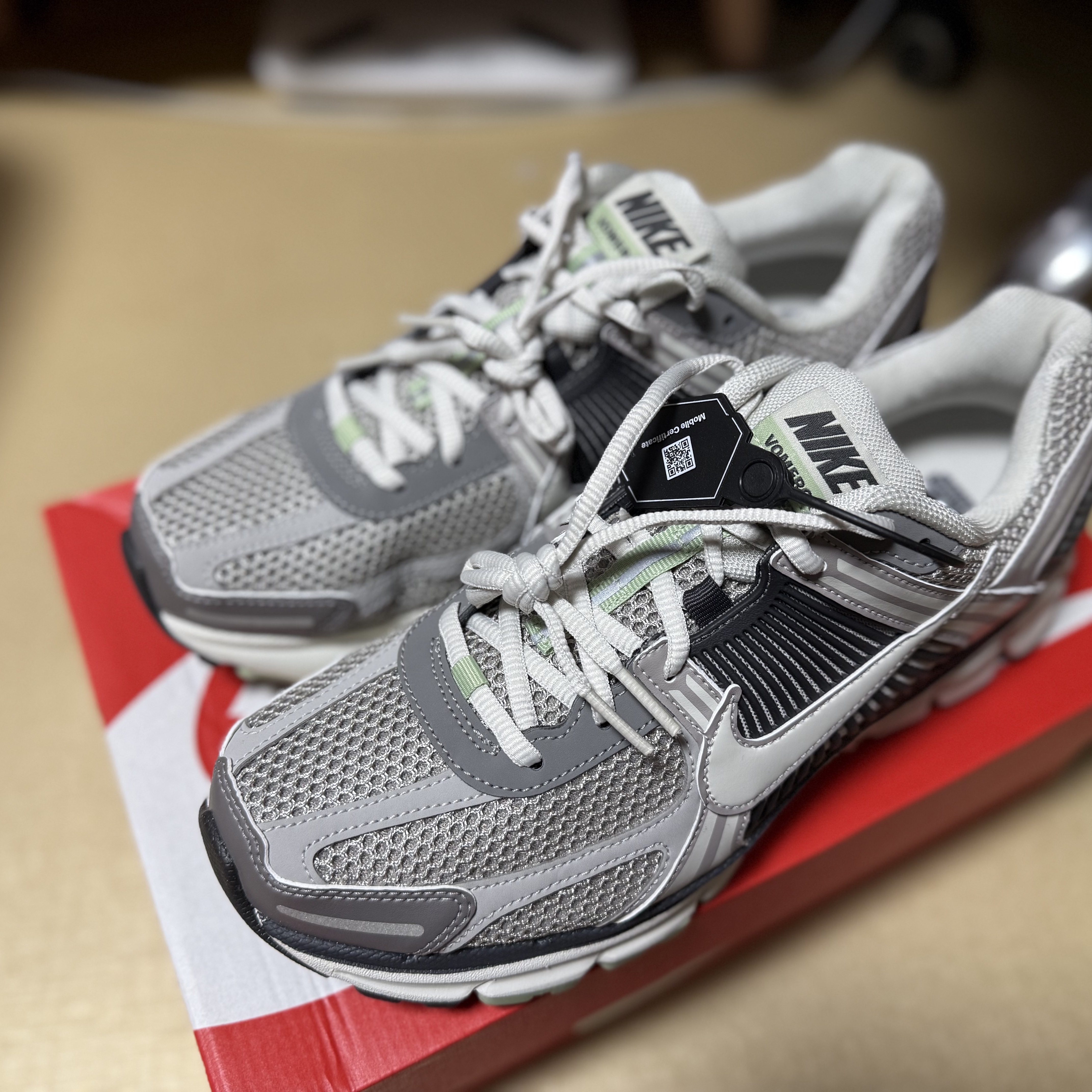 (W) Nike Zoom Vomero 5 Cobblestone and Flat Pewter 착용 스타일
