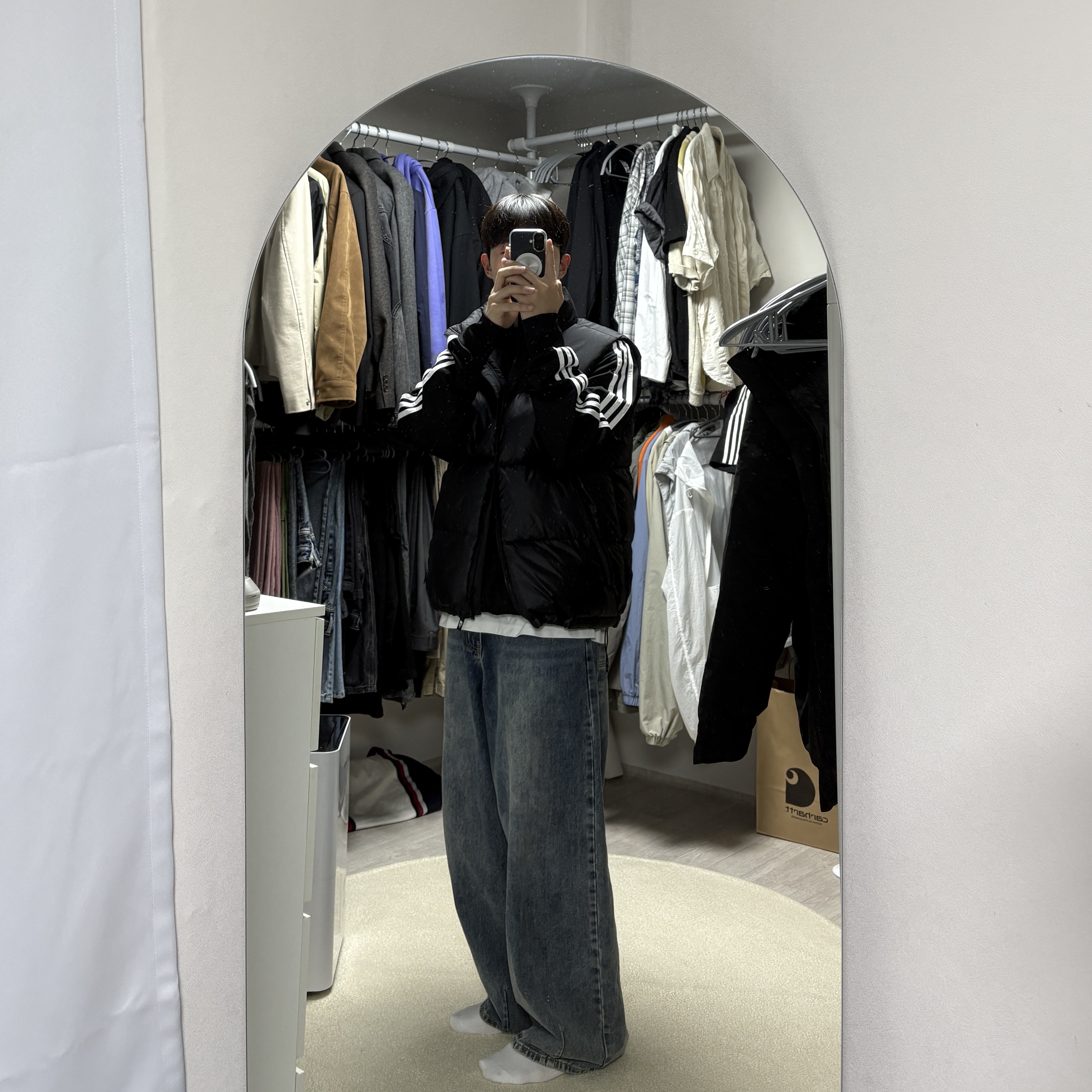Adidas Adicolor Classics Firebird Track Top Black - KR Sizing, The North Face Nuptse On Ball Vest Black 착용 스타일