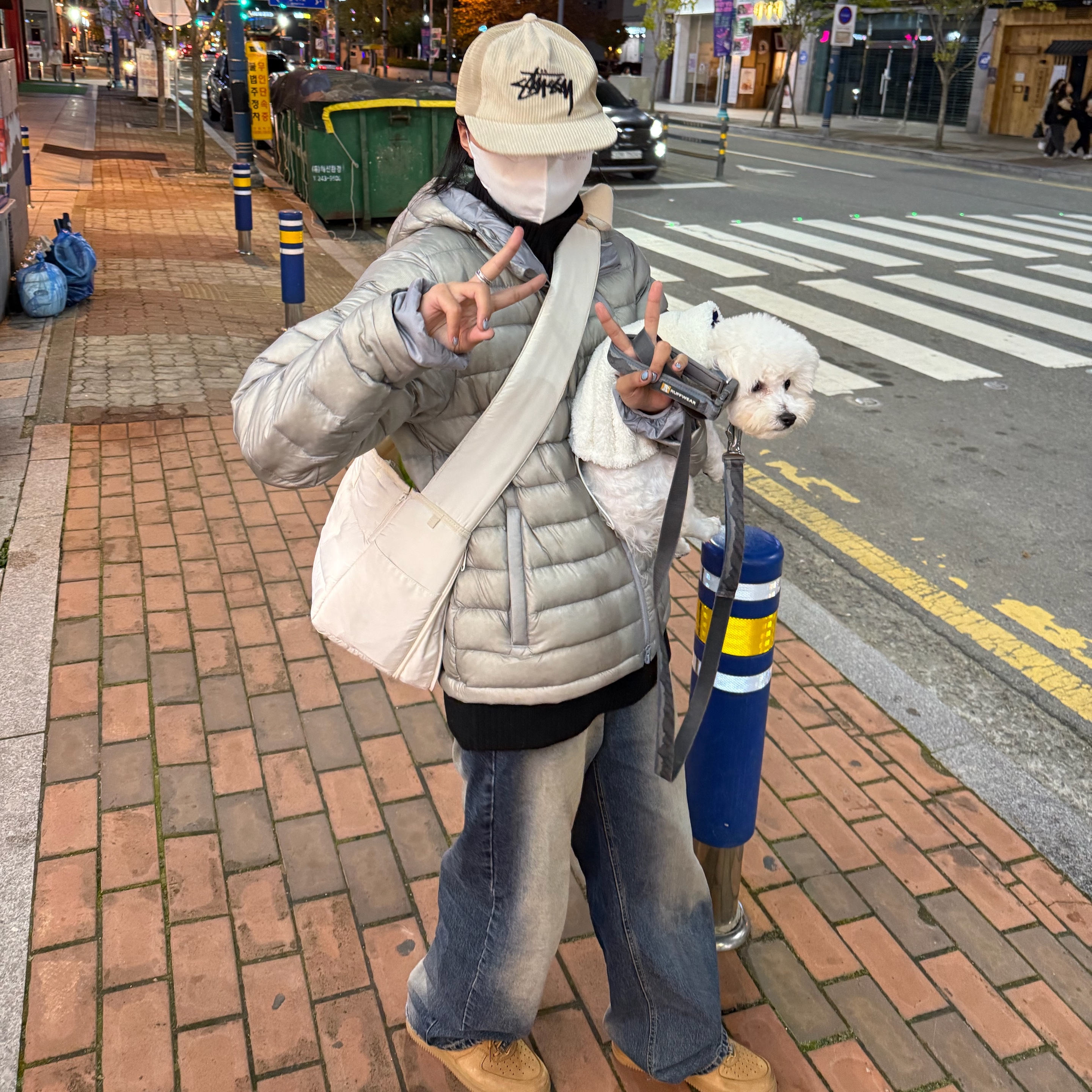 Sansan Gear Suffix Puffer Jacket Grey - 24FW, Nike x Supreme Air Force 1 Low Flax 착용 스타일 - 1