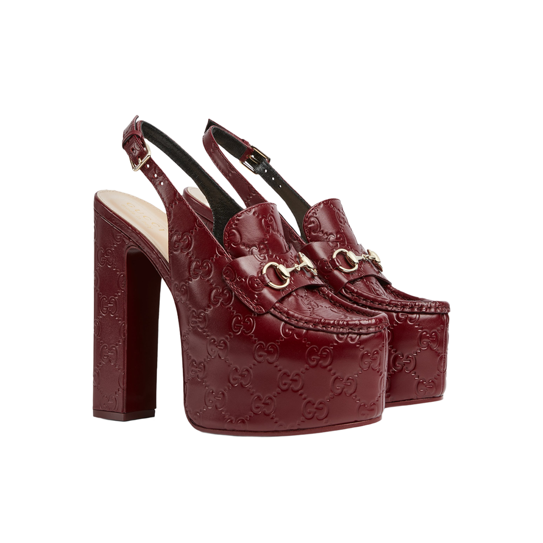 (W) 구찌 홀스빗 플랫폼 로퍼 슬링백 로쏘 앙코라 레드((W) Gucci Horsebit Platform Loafer Slingback Rosso Ancora Red) - 2