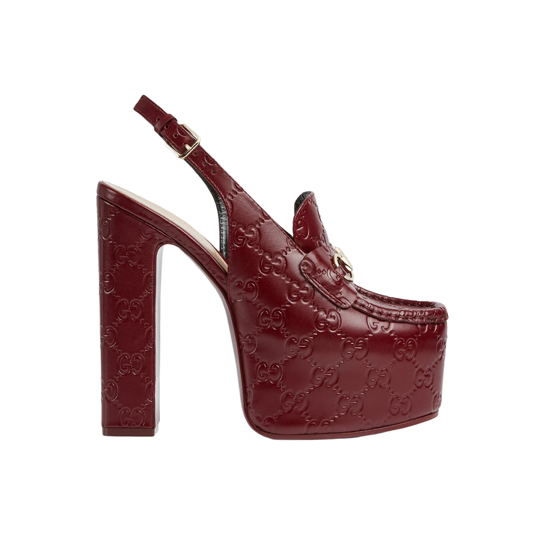 (W) 구찌 홀스빗 플랫폼 로퍼 슬링백 로쏘 앙코라 레드((W) Gucci Horsebit Platform Loafer Slingback Rosso Ancora Red) - 1