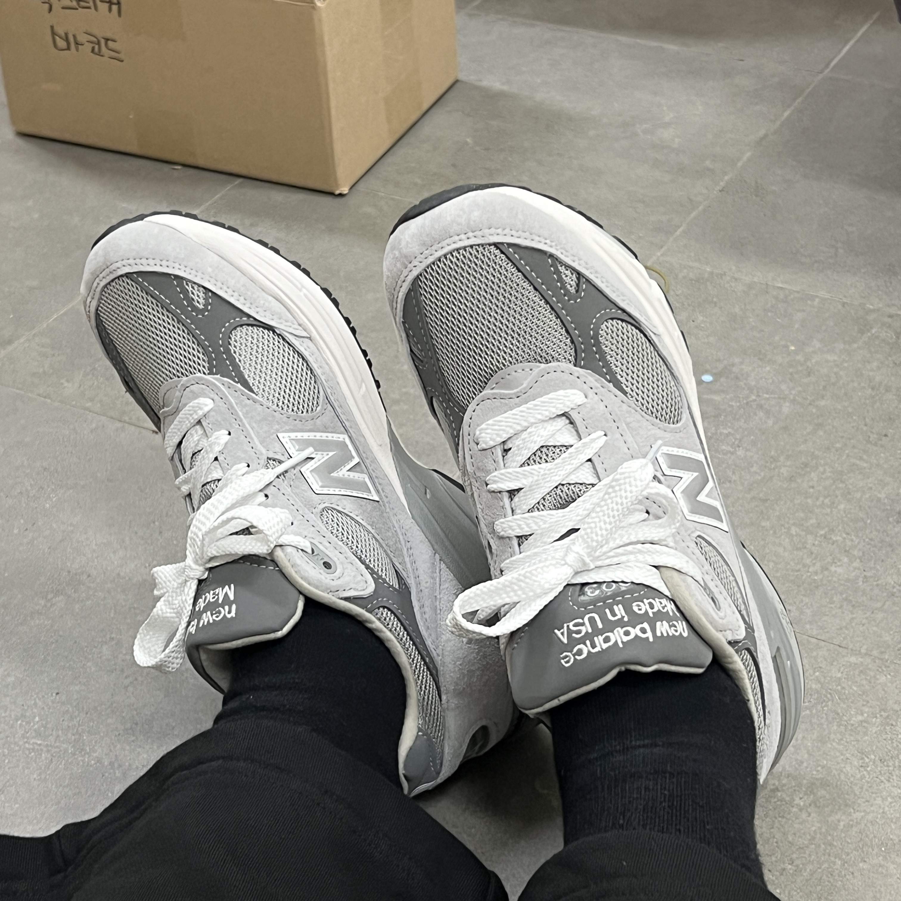 New Balance 993 Made in USA Grey - D Standard 착용 스타일 - 1