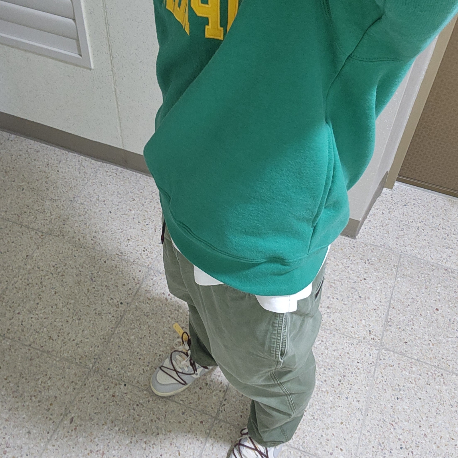 Nike x Off-White Dunk Low The 50 - Lot 46, Supreme Collegiate Half Zip Pullover Light Pine - 24FW 착용 스타일