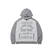 AJOBYAJO PBA Total Logo Applique Zip-Up Hoodie MELANGE GREY