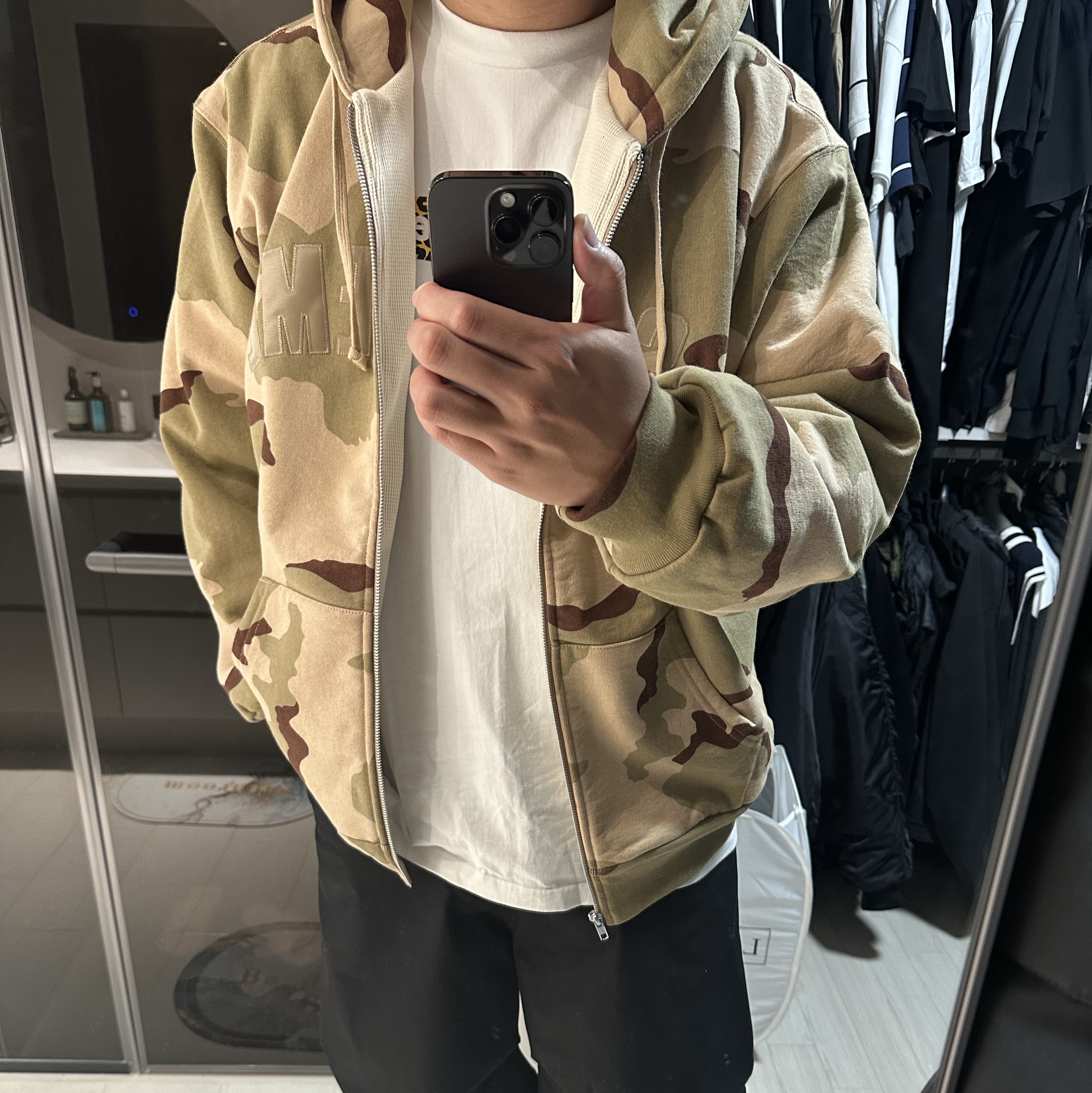 Supreme Arc Thermal Lined Zip Up Hooded Sweatshirt Desert Camo - 24FW 착용 스타일 - 2