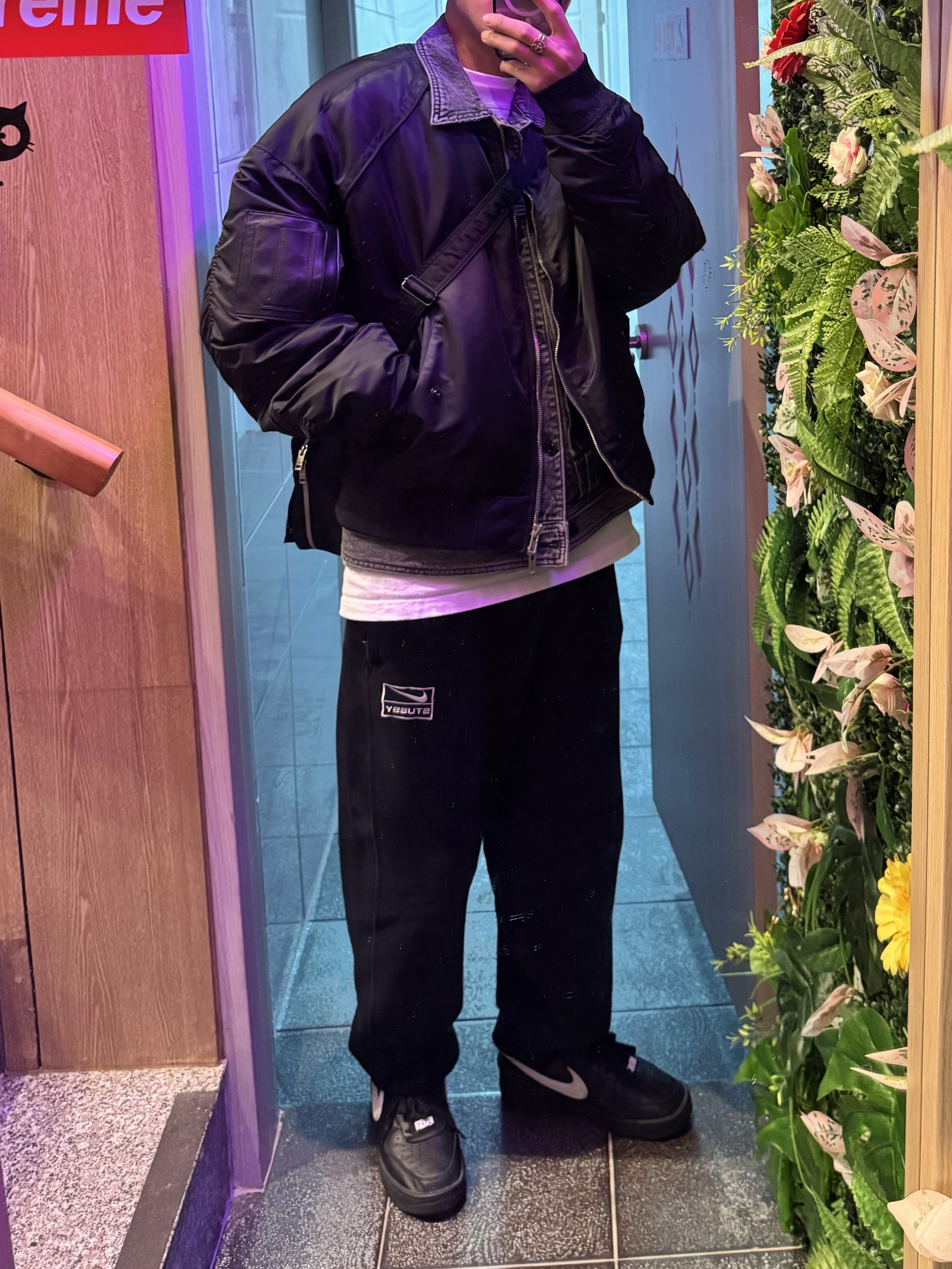 Nike x Ambush Air Force 1 Low SP Black, Nike x Stussy NRG Washed Fleece Pants Black (DO5296-010) 착용 스타일