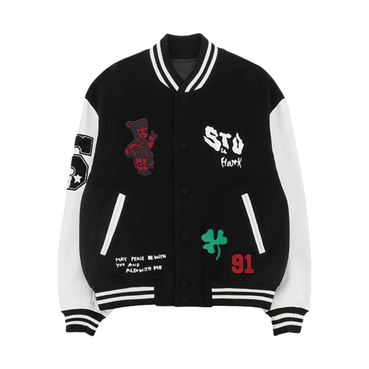 24CLHKJK02 STU X HANK Varsity Jacket Black