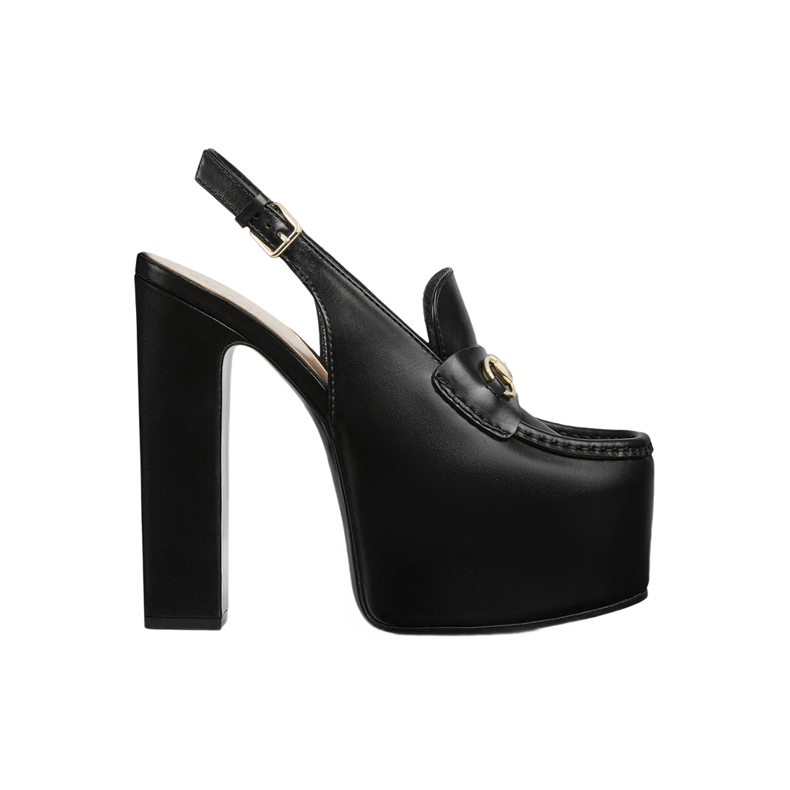 (W) 구찌 홀스빗 플랫폼 로퍼 슬링백 블랙((W) Gucci Horsebit Platform Loafer Slingback Black) - 1