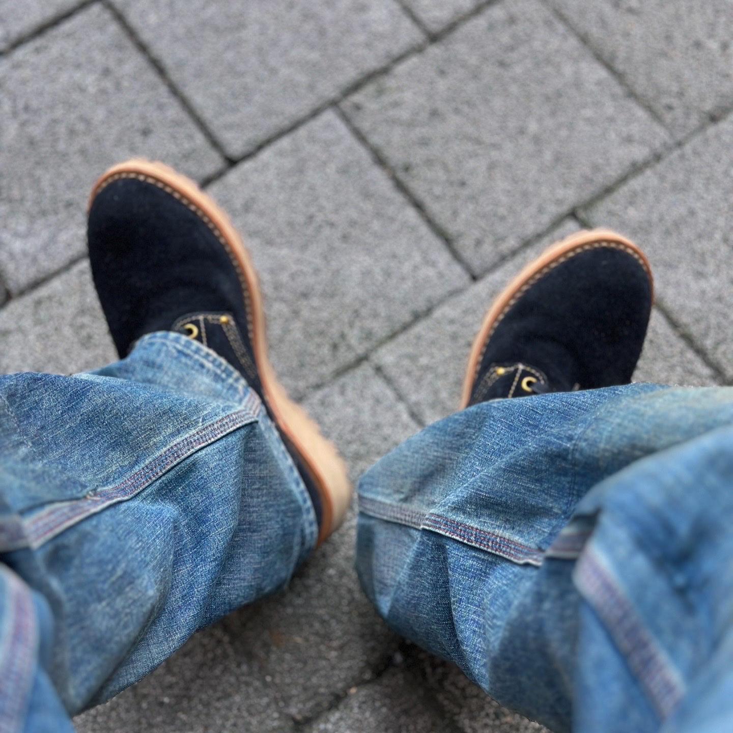 Kapital 12 oz. Magpie Denim Medicine Bag Large Indigo Light Color, Saint Mxxxxxx Cardigan Mohair Black - 23AW 착용 스타일 - 3