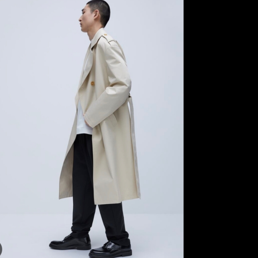 Zara Combination Plaid Oversized Trench Coat Beige, Burberry Long Castleford Trench Coat Hunter 착용 스타일 - 3