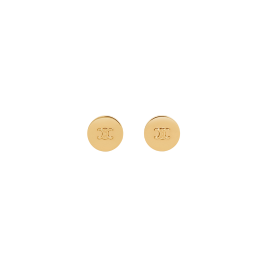 (W) Celine Triomphe Signet Earrings in Brass with Gold Finish Gold