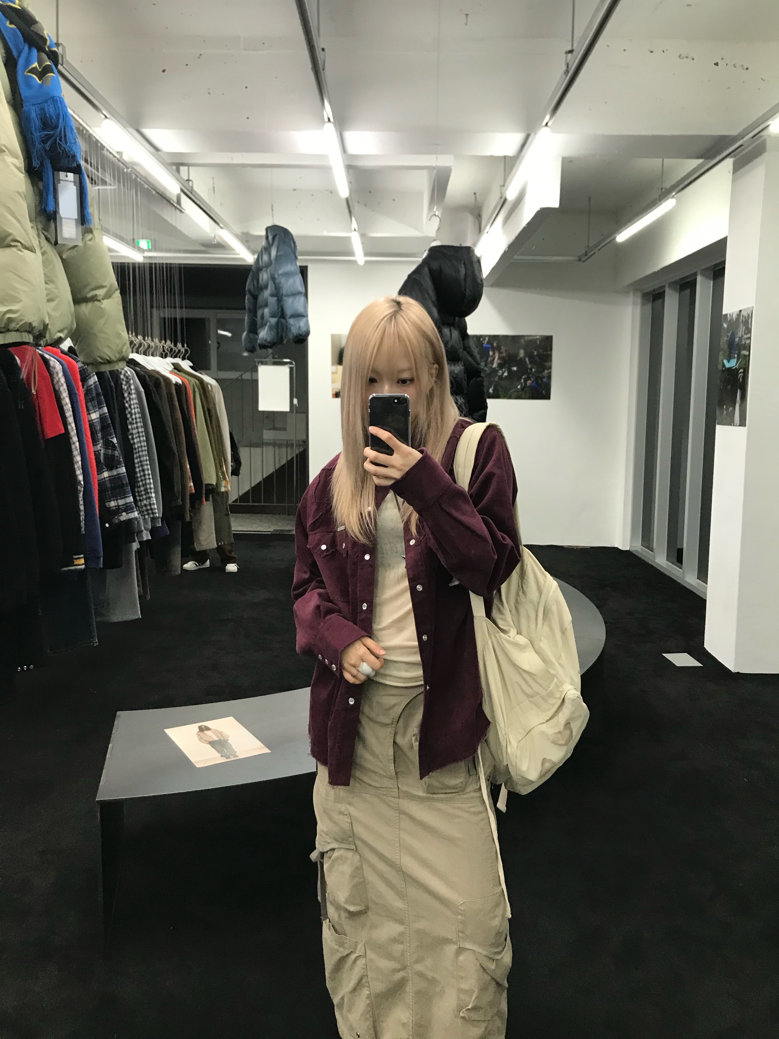 Thevinylhouse Corduroy Western Shirts Burgundy, Thevinylhouse Corduroy Western Shirts Khaki 착용 스타일 - 6