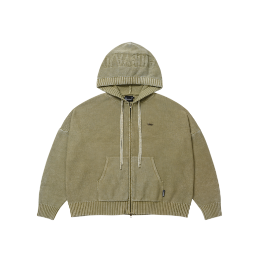 PB244OT001LK AJOBYAJO PBA Five AJO Logos Washed Zip-Up Hoodie LIGHT KHAKI