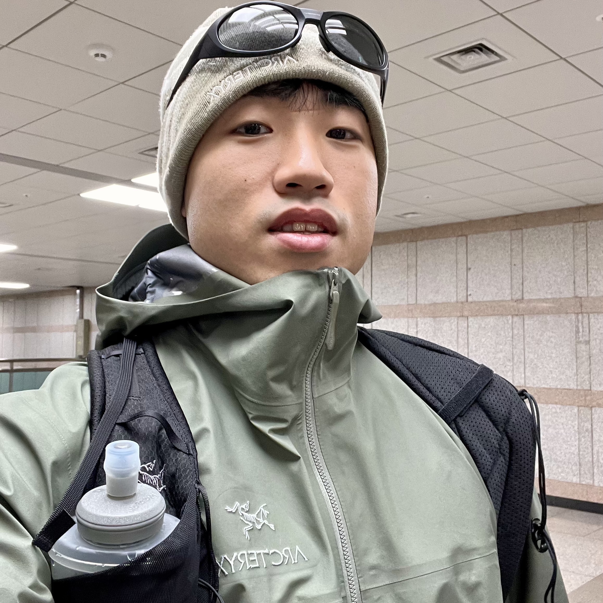 Arc'teryx Beta Jacket Forage, Arc'teryx Aerios 18 Backpack Black 착용 스타일