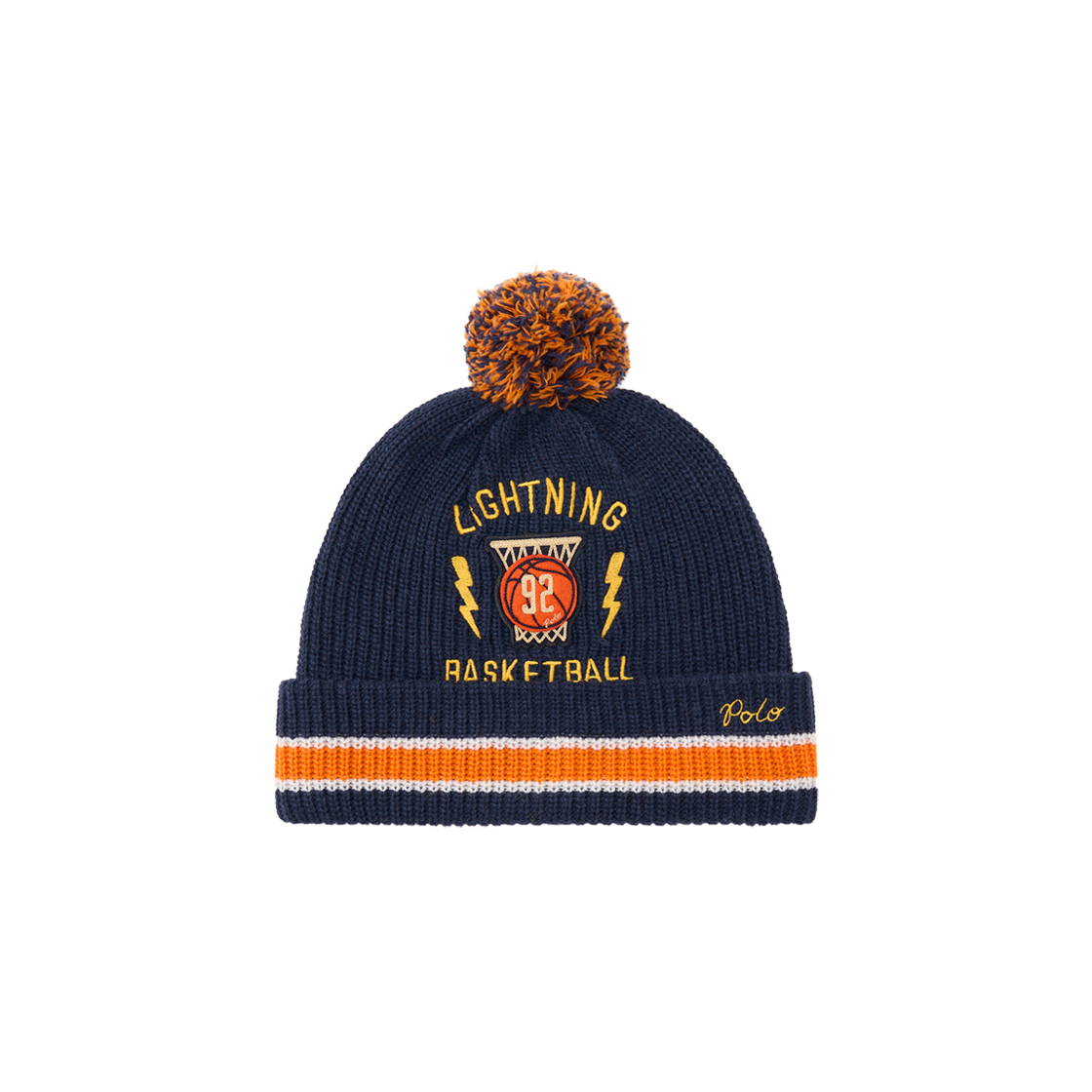 KM4DHTBRLF3NY [30%적립] Polo Ralph Lauren Basketball Patch Pom Pom Beanie Newport Navy - 24FW