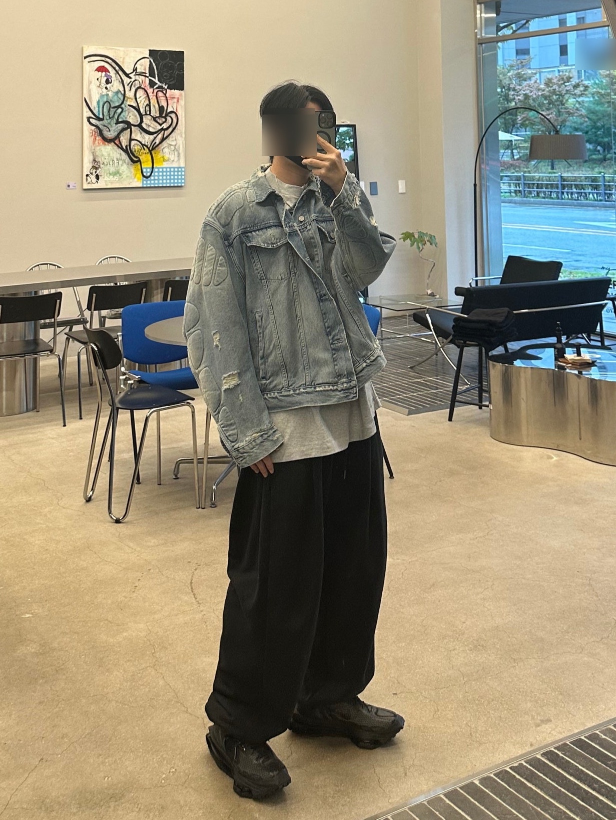 Balenciaga 3B Sports Icon Layered Tracksuit Jacket in Black, Balenciaga Combat Strike 20mm Boots Black 착용 스타일 - 2