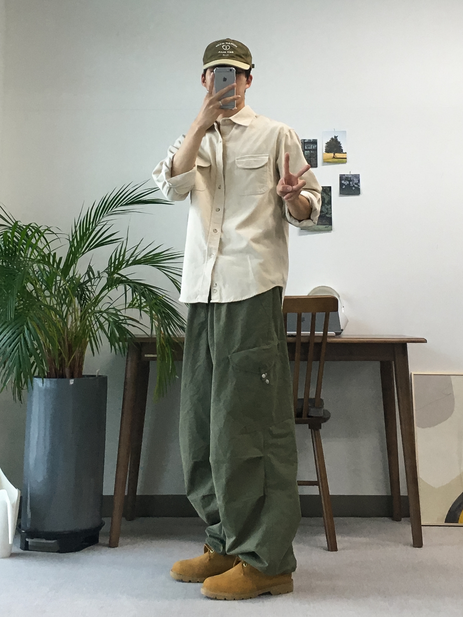 Timberland Premium 6 inch Waterproof Boot Wheat Nubuck - Medium, Human Made 5-Panel Ripstop Cap Olive Drab 착용 스타일