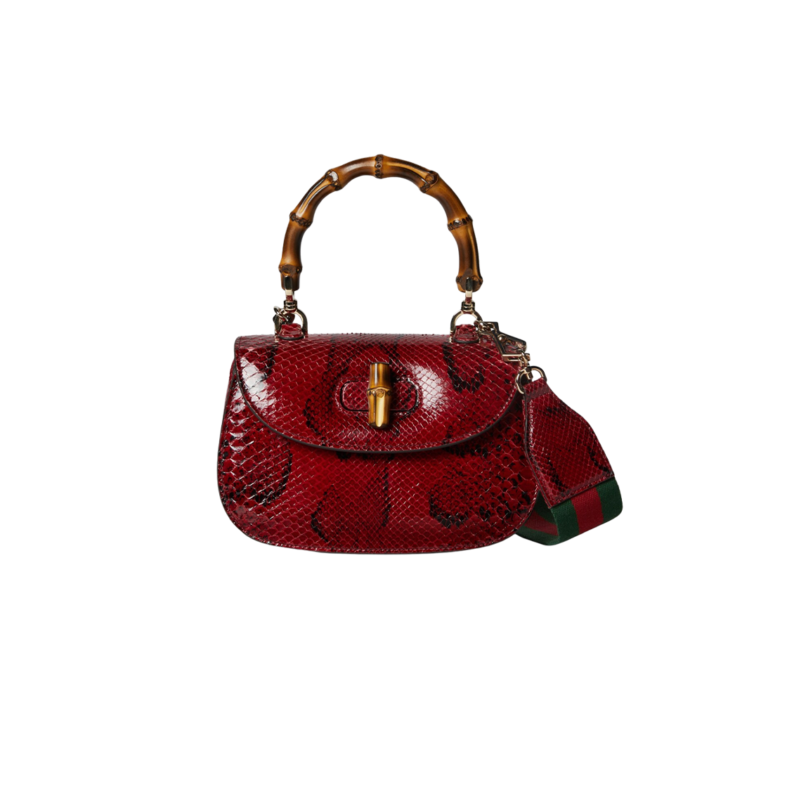 구찌 뱀부 1947 스몰 파이톤 핸드백 로쏘 앙코라 레드 파이톤 Gucci KREAM