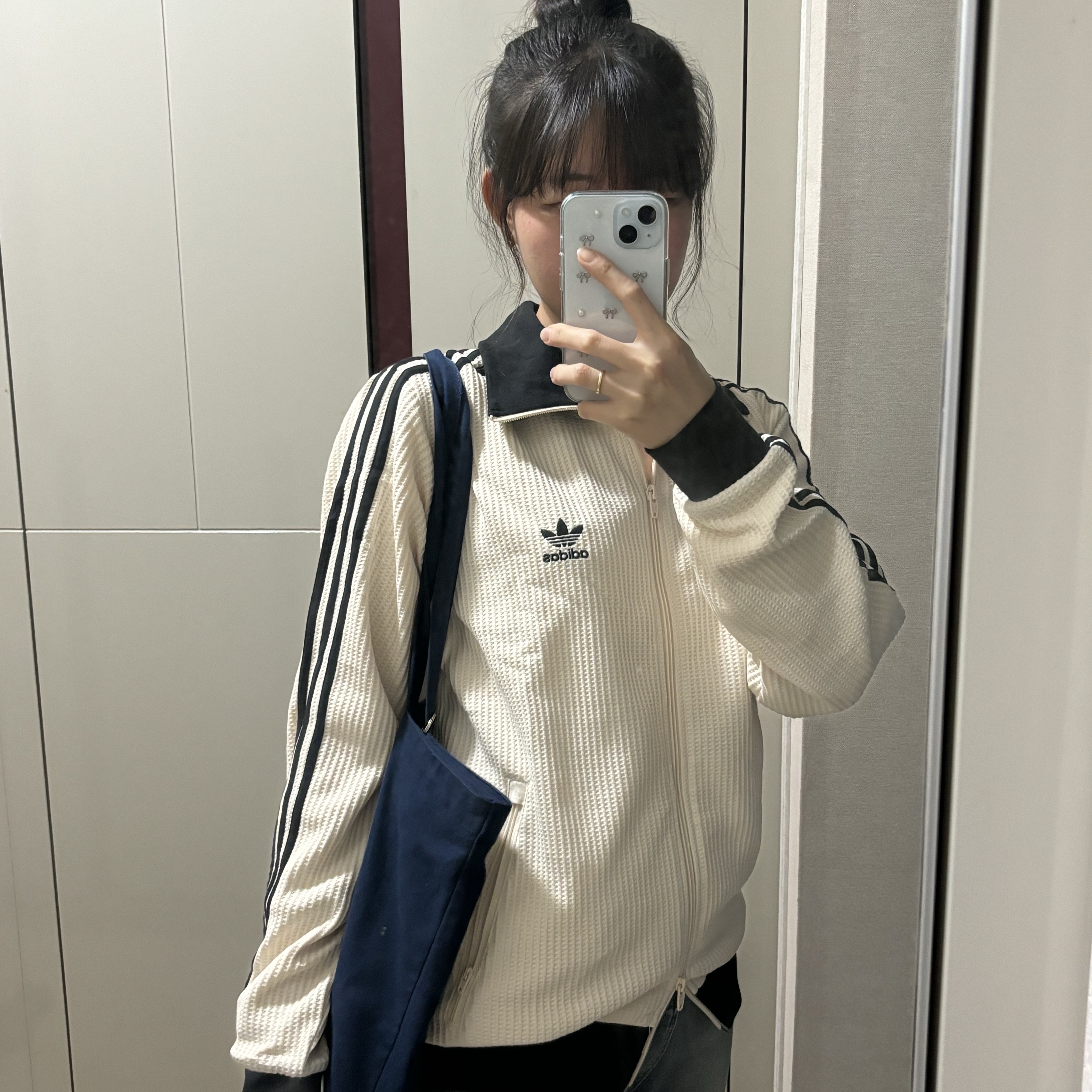 Adidas Waffle Beckenbauer Track Top Wonder White - KR Sizing 착용 스타일 - 1