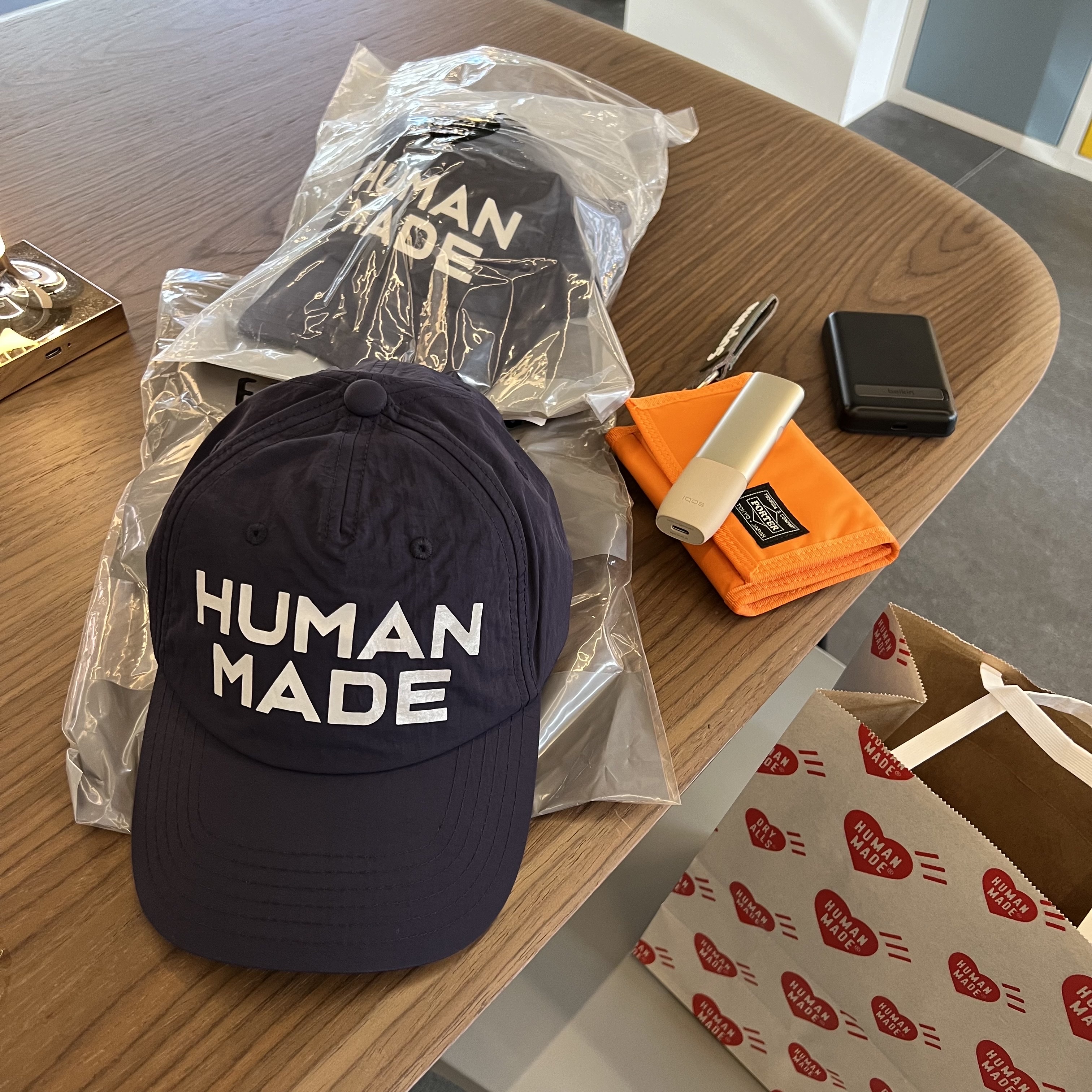 Human Made 5 Panel Nylon Cap Navy 착용 스타일 - 1