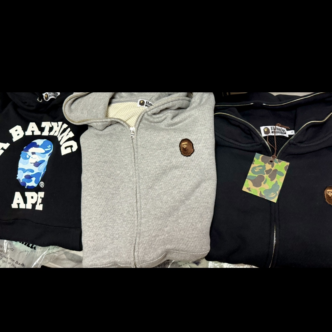 BAPE A Bathing Ape One Point Full Zip Hoodie Black, BAPE ABC Camo College Organic Cotton Pullover Hoodie Black Blue 착용 스타일 - 2