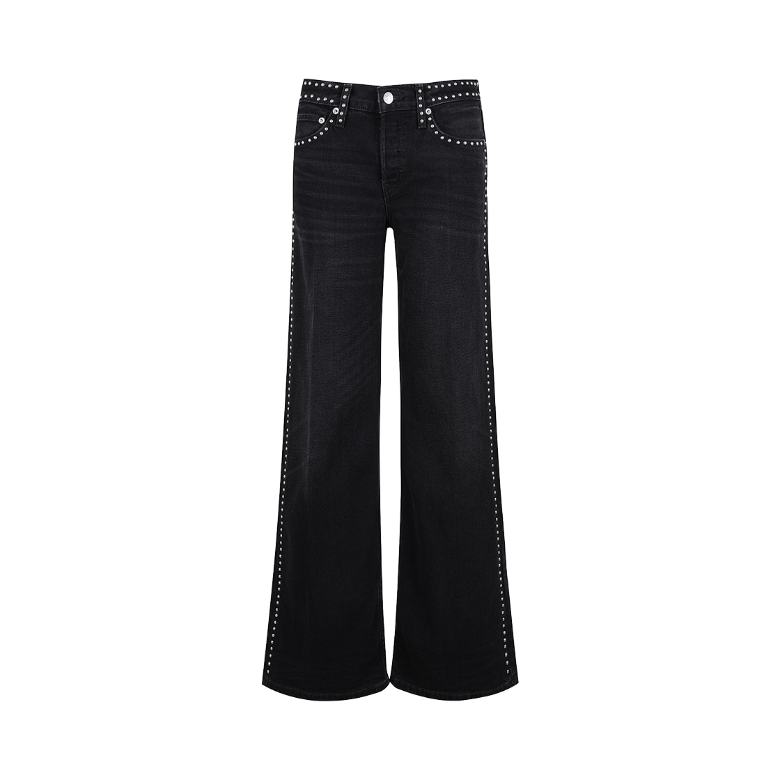 KW4DPADRE15BK Re/Done Women Studded Mid Rise Wide Leg Crafted Black Stud - 24FW