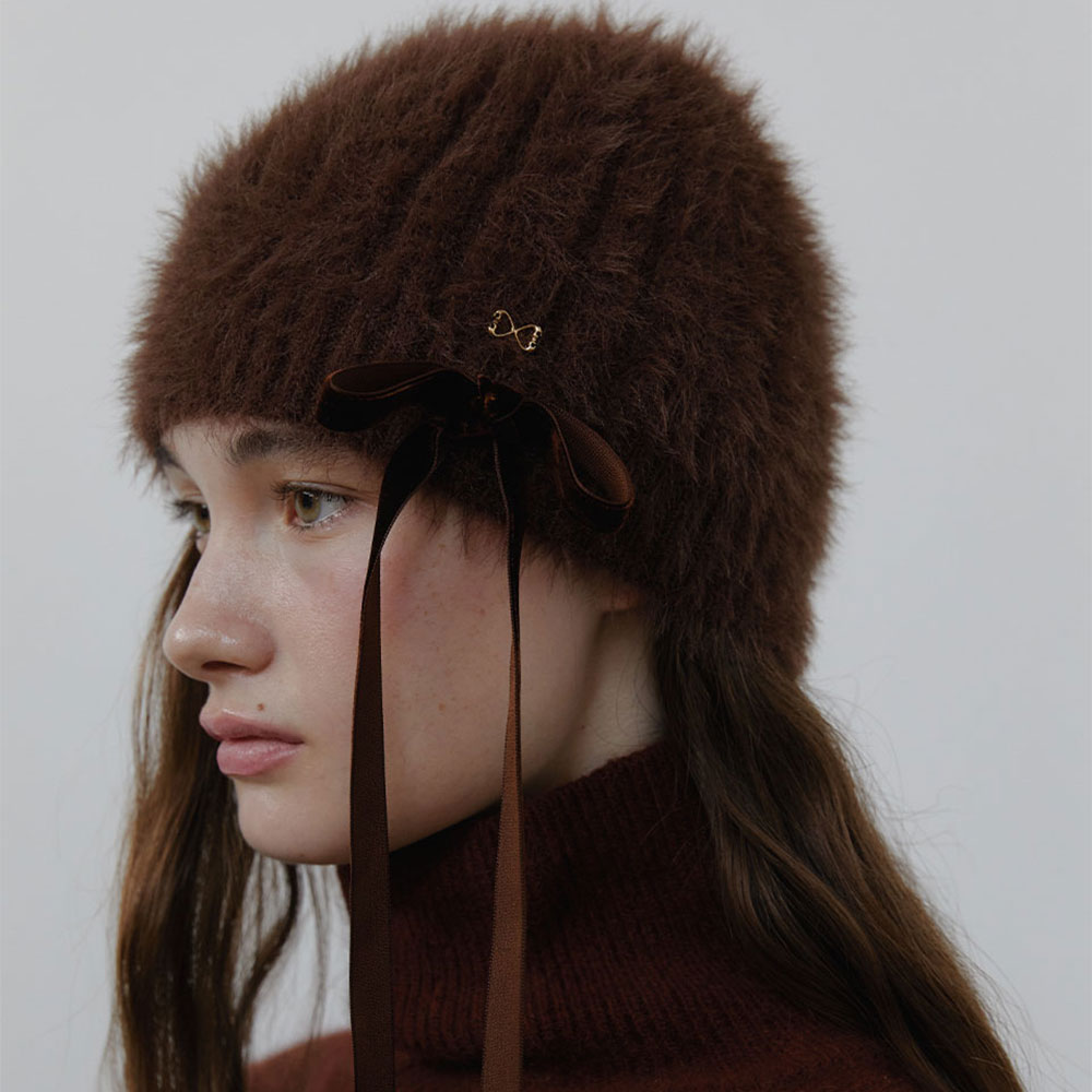 러브미몬스터 프리티 엔젤 리본 비니 브라운(lovememonster Pretty Angel Ribbon Beanie Brown) - 4