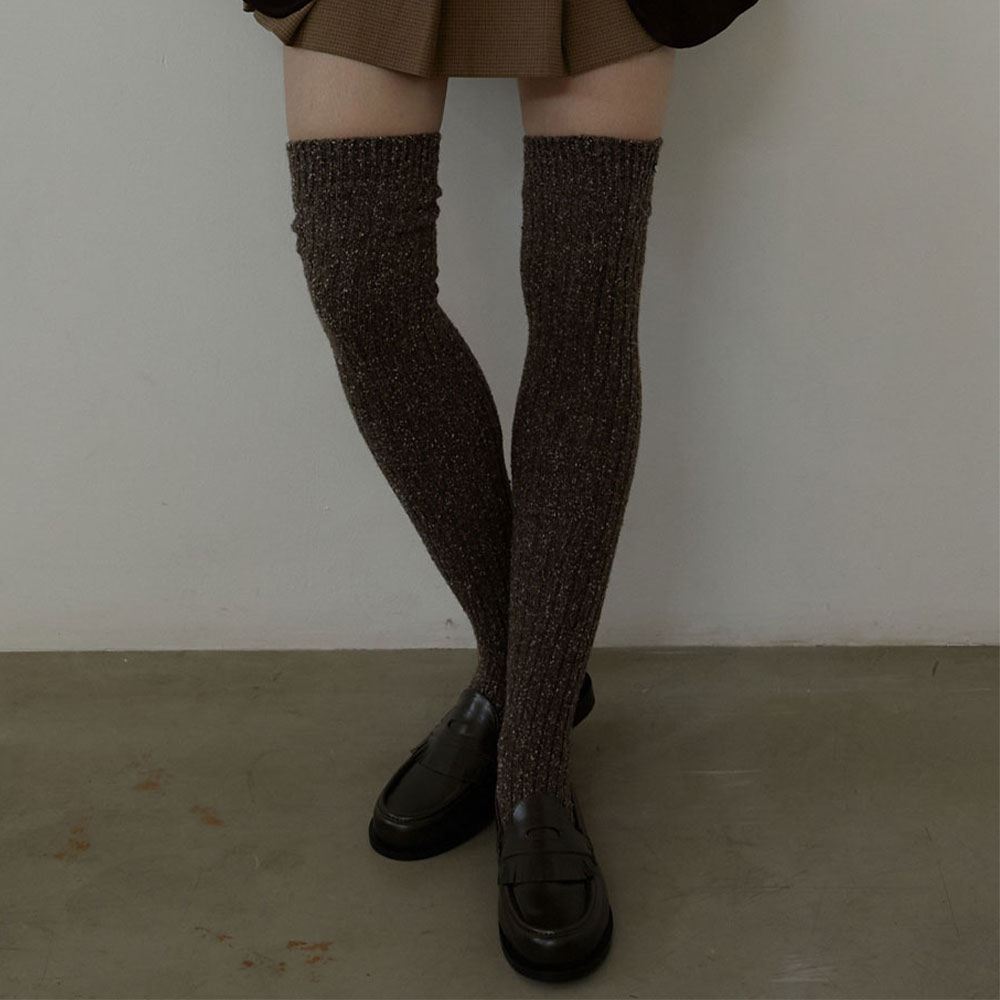 러브미몬스터 리브드 울 오버니 삭스 브라운(lovememonster Ribbed Wool Over Knee Socks Brown) - 2