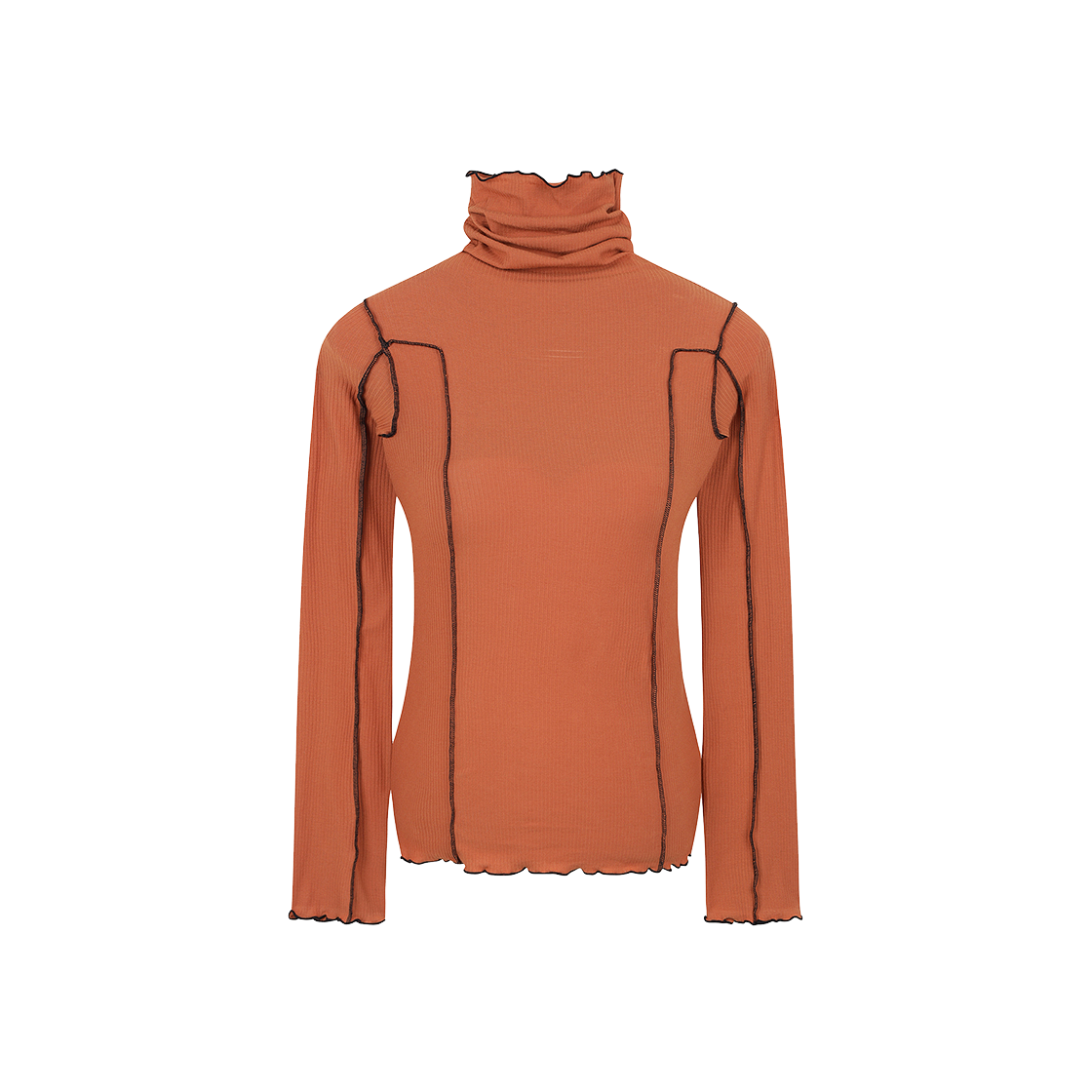 베이스레인지 우먼 오마토 터틀넥 드레 오렌지 블랙 - 24FW(Baserange Women Omato Turtleneck Dre Orange Black - 24FW)