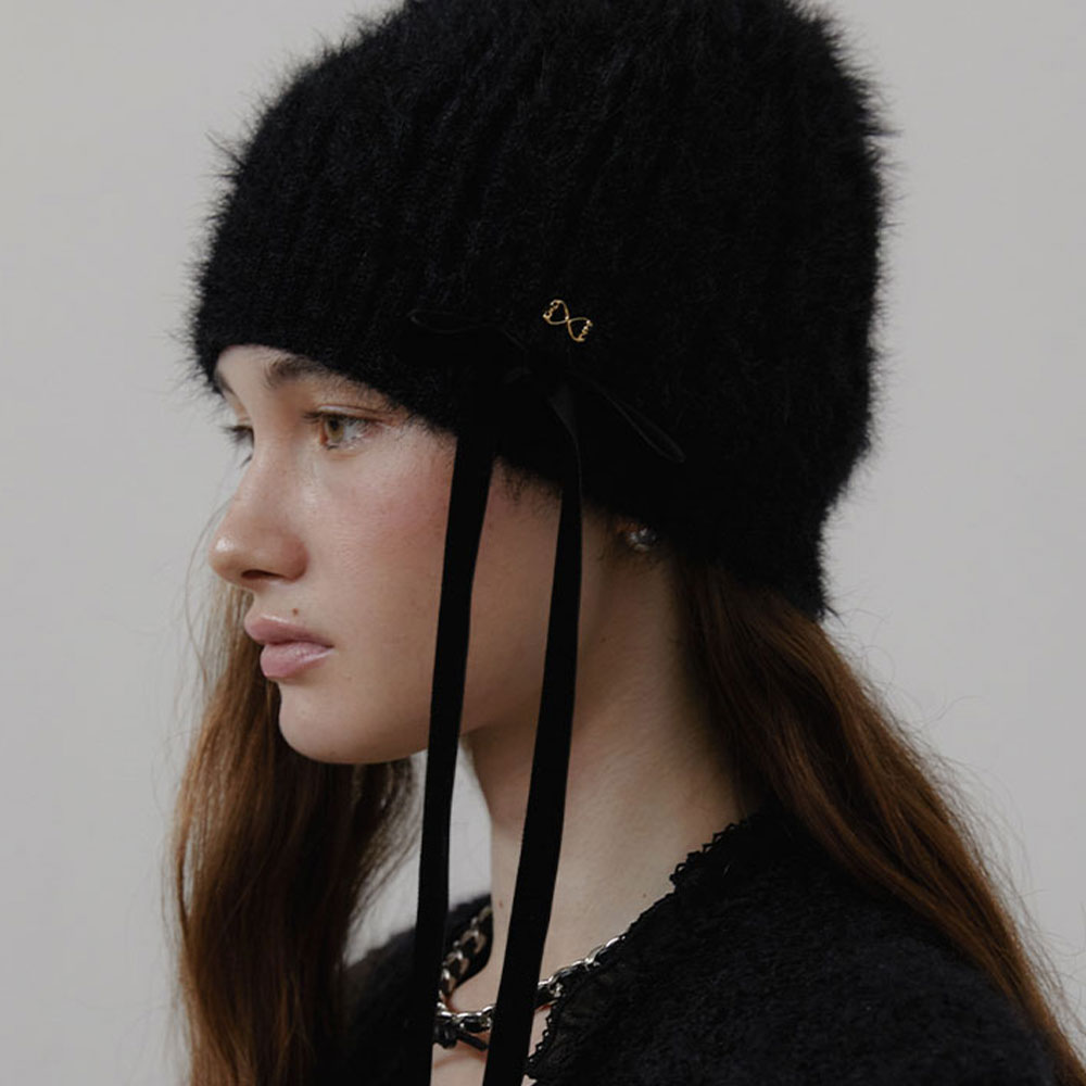 러브미몬스터 프리티 엔젤 리본 비니 블랙(lovememonster Pretty Angel Ribbon Beanie Black) - 4