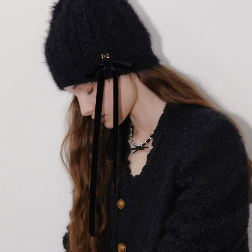 러브미몬스터 프리티 엔젤 리본 비니 블랙(lovememonster Pretty Angel Ribbon Beanie Black) - 3