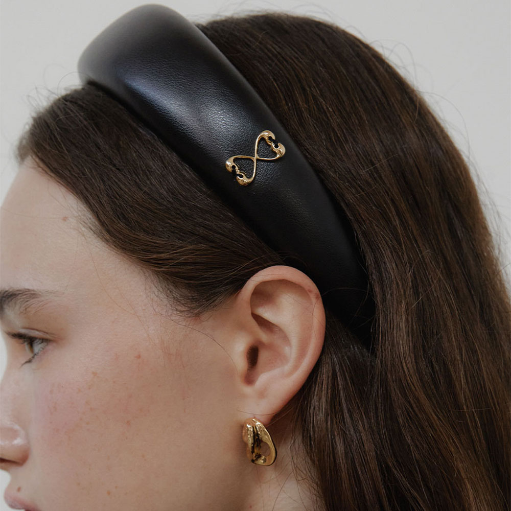 러브미몬스터 몬트 패딩 레더 머리띠 라지 블랙(lovememonster Mont Padding Leather Headband L Black) - 3