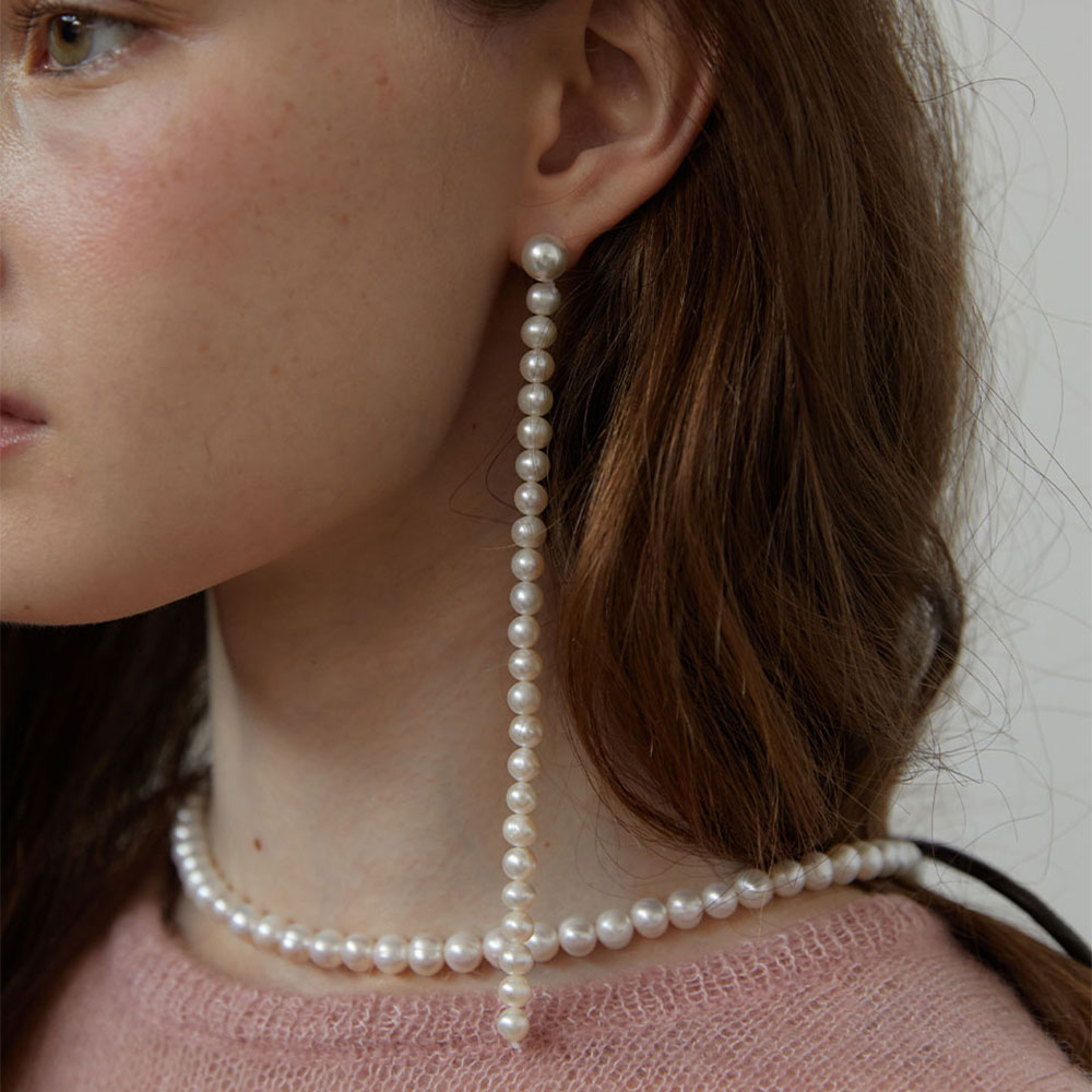 러브미몬스터 내추럴 펄 언발 이어링 아이보리(lovememonster Natural Pearl Unbal Earrings Ivory) - 4