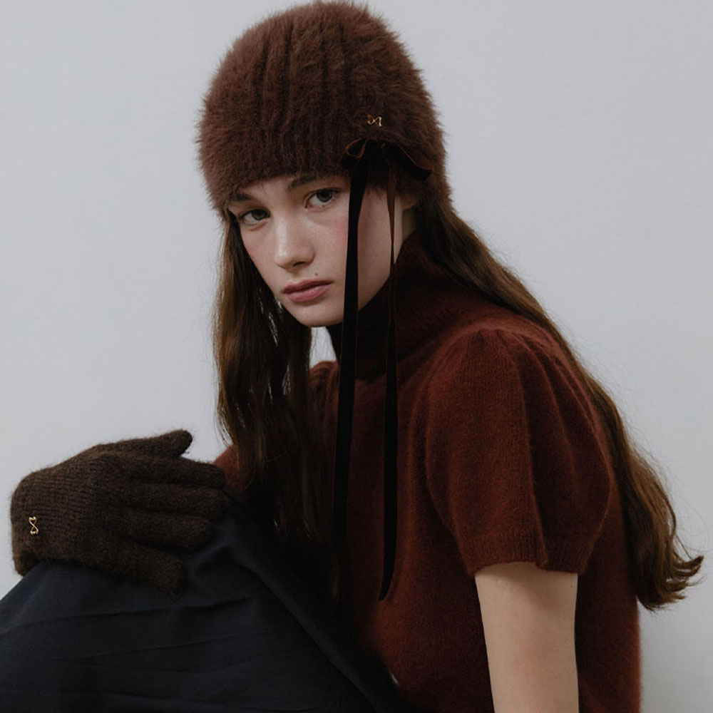 러브미몬스터 프리티 엔젤 리본 비니 브라운(lovememonster Pretty Angel Ribbon Beanie Brown) - 6