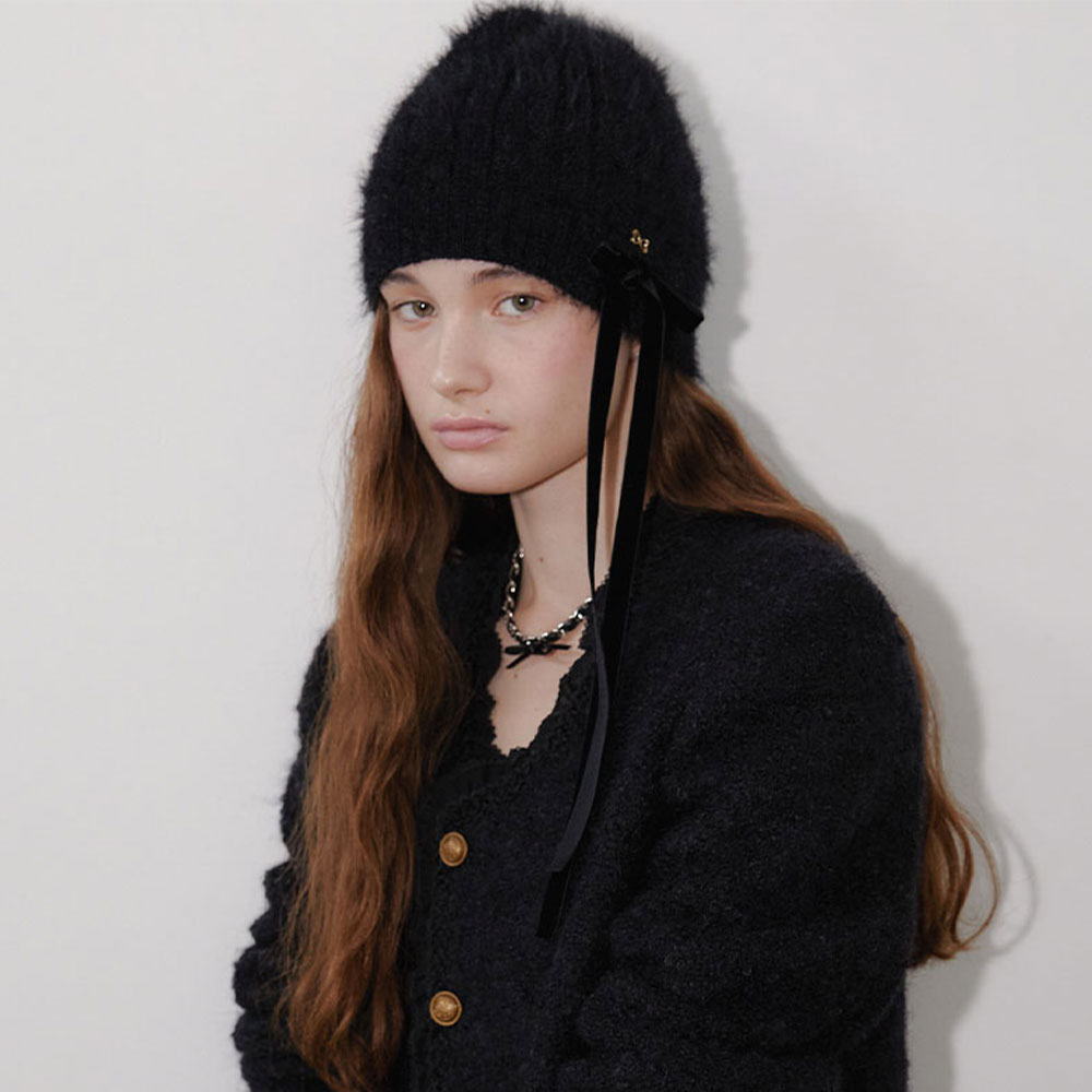 러브미몬스터 프리티 엔젤 리본 비니 블랙(lovememonster Pretty Angel Ribbon Beanie Black) - 6