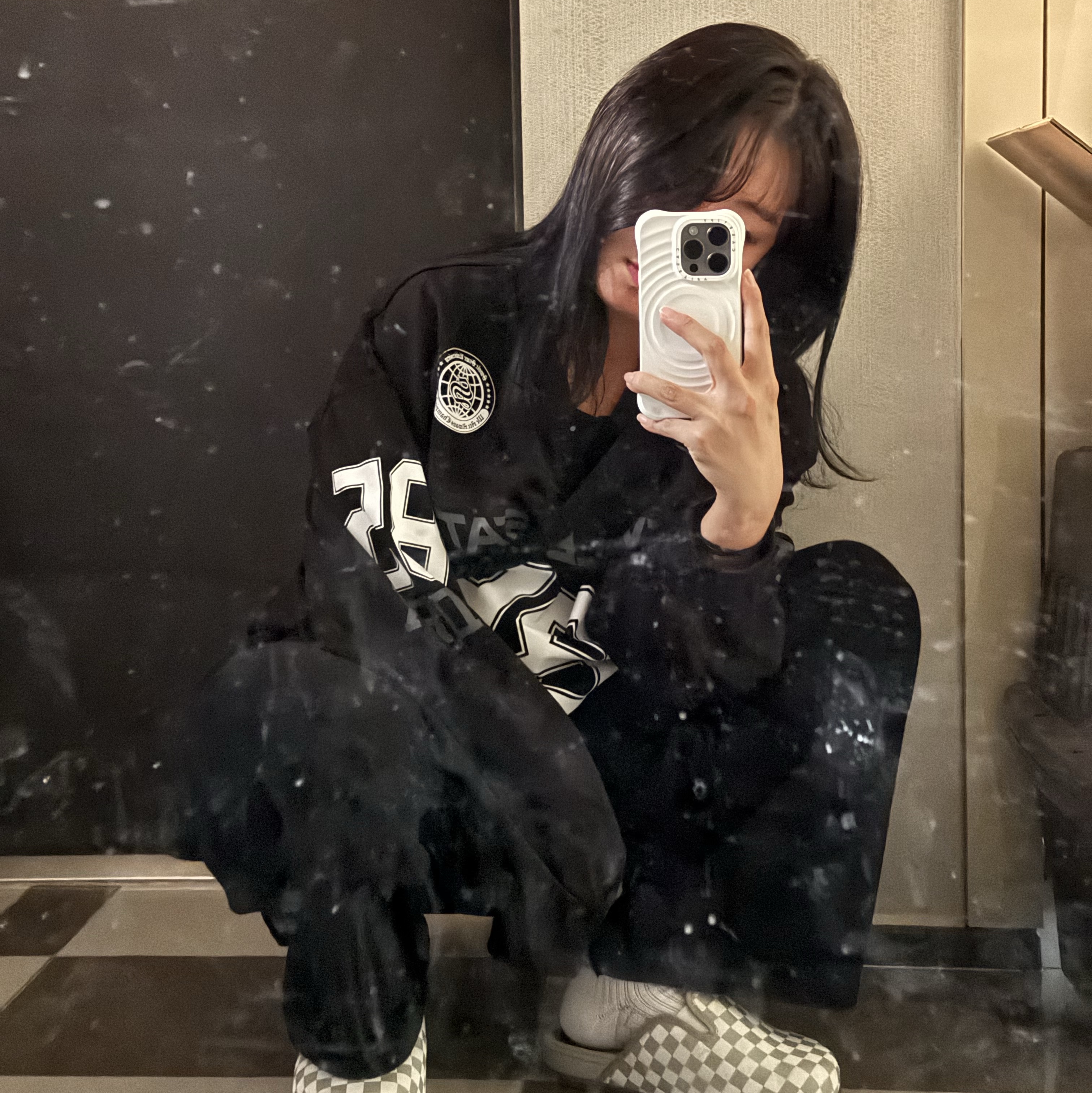 HDEX Giant Fit Rugby Jersey Long Sleeves Black 착용 스타일