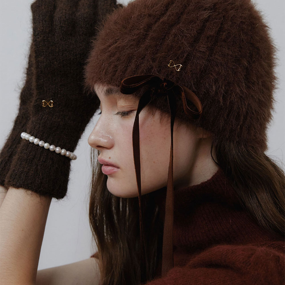 러브미몬스터 프리티 엔젤 리본 비니 브라운(lovememonster Pretty Angel Ribbon Beanie Brown) - 3